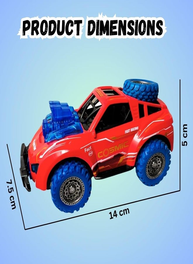 PLUSPOINT Diecast Predator Toy Car Model Pull Back Vehicles Alloy Simulation Crash car Monster Truck with Lights and Sound Also for Car Dashboard,Kids, red - Image 4